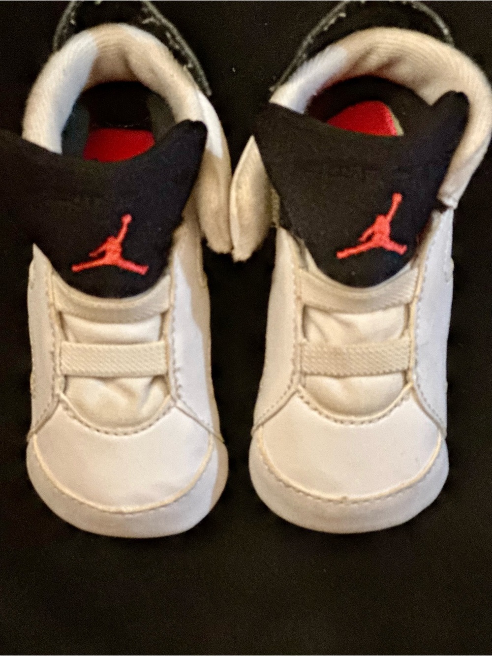 Jordan Baby Walker Shoes in White, Black & Red